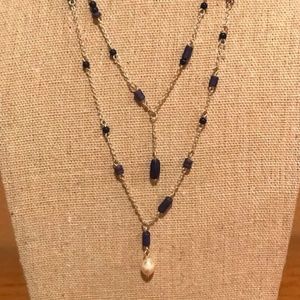 Lucky Brand Two Tiered Lapis Inspired Blue Beaded Necklace--NWT!